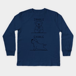 English bulldog yoga Kids Long Sleeve T-Shirt